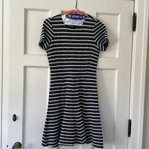 Theory navy/white stripe Albita flare knit dress size 8